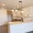 a kitchen with white countertops