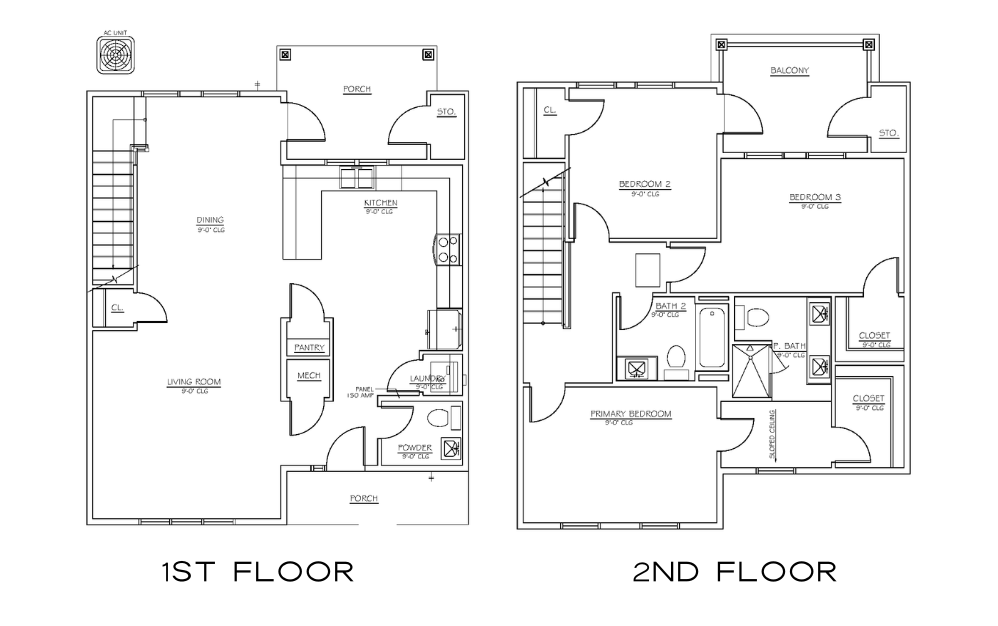 TH-C - 3 bedroom floorplan layout with 2 bathrooms and 1711 square feet